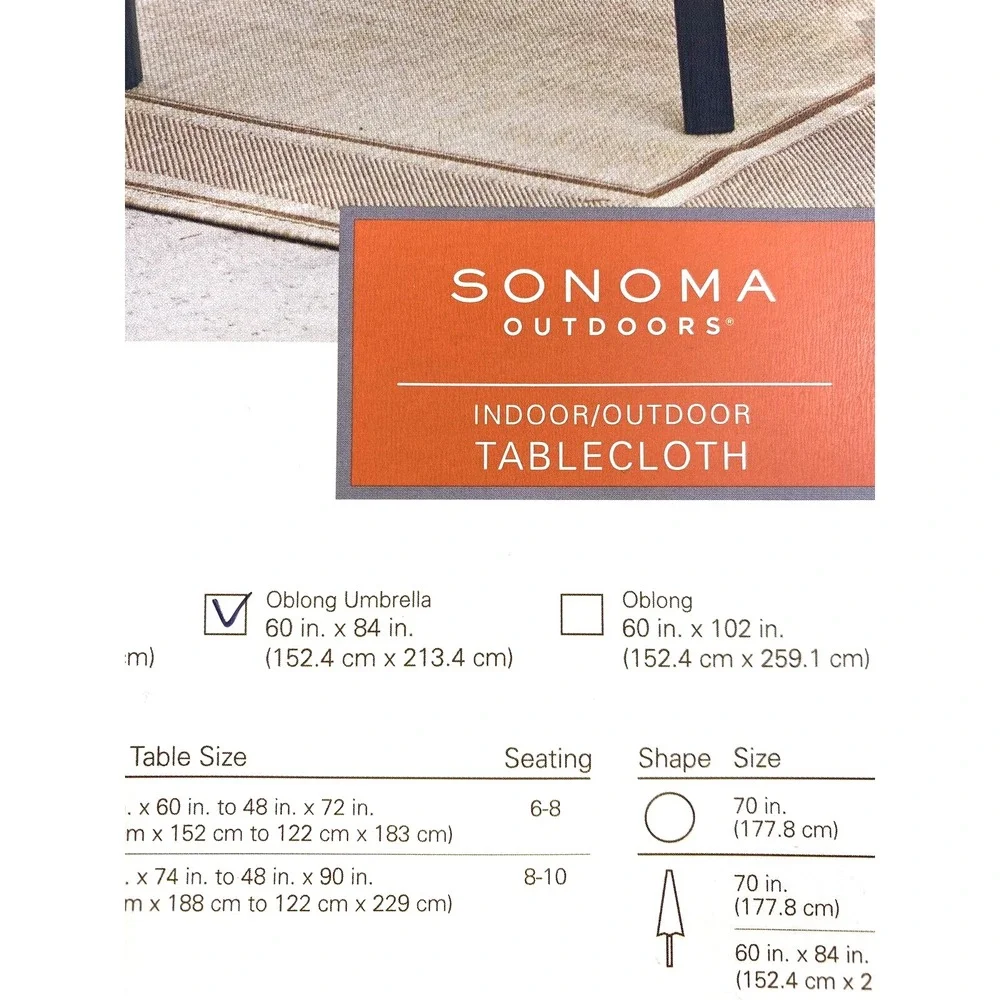 Tablecloth Tropical 60x84 Umbrella Indoor Outdoor Polyester Washable by Sonoma